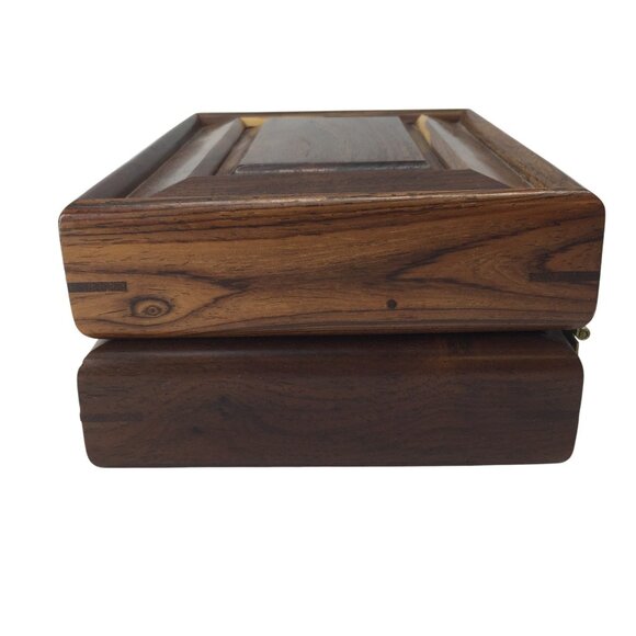 Handcrafted Wooden Jewelry Box Velvet Lined 8 X 6 - Picture 9 of 10